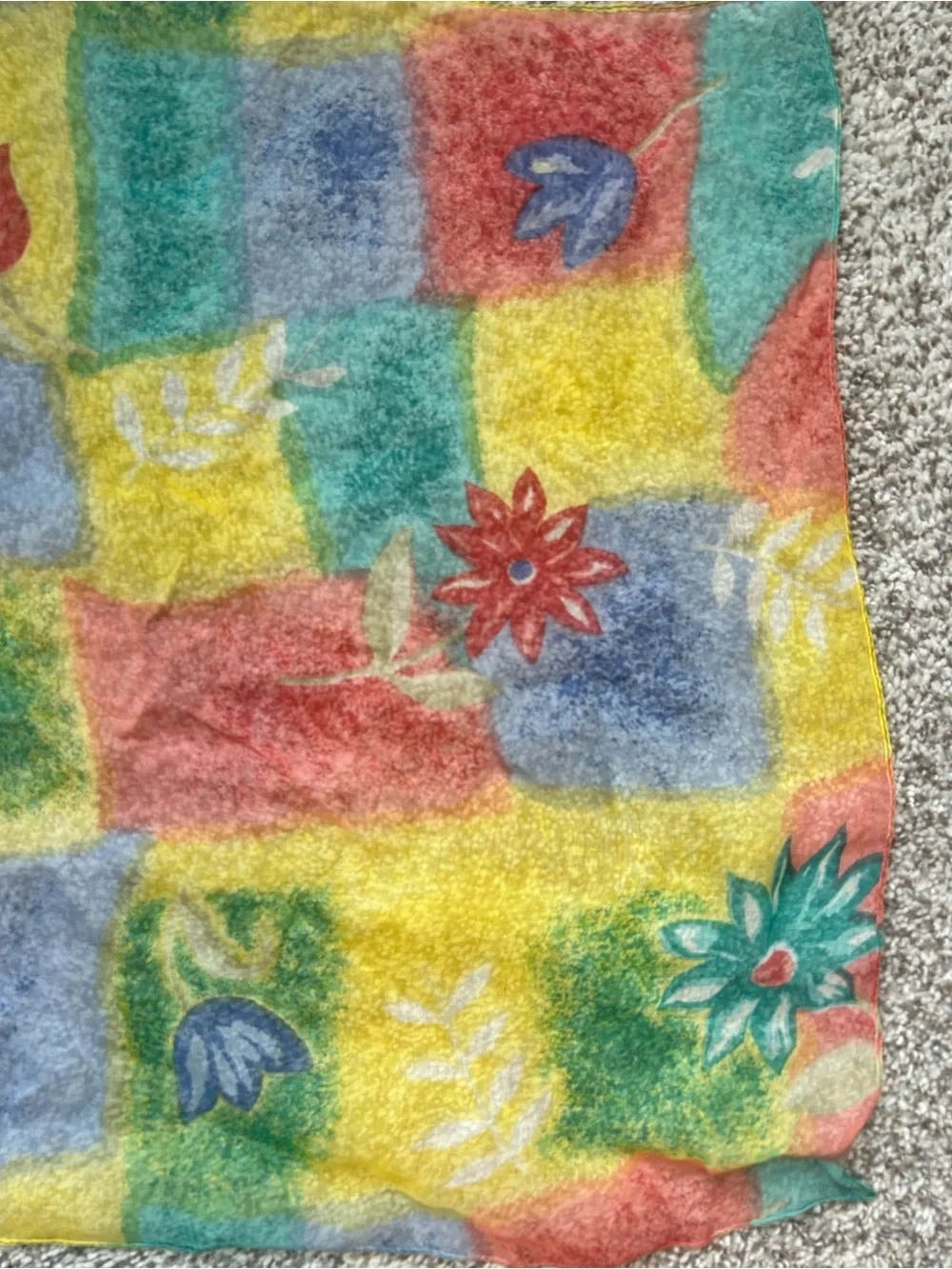 Colorful Patchwork Floral Scarf - Multicolor